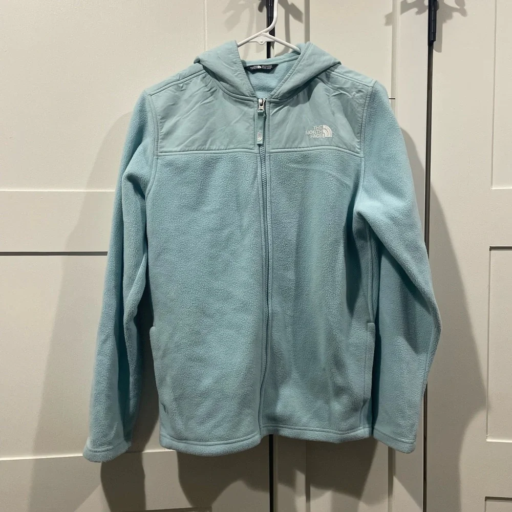 The North Face Kids Light Blue Hooded Fleece Jacket